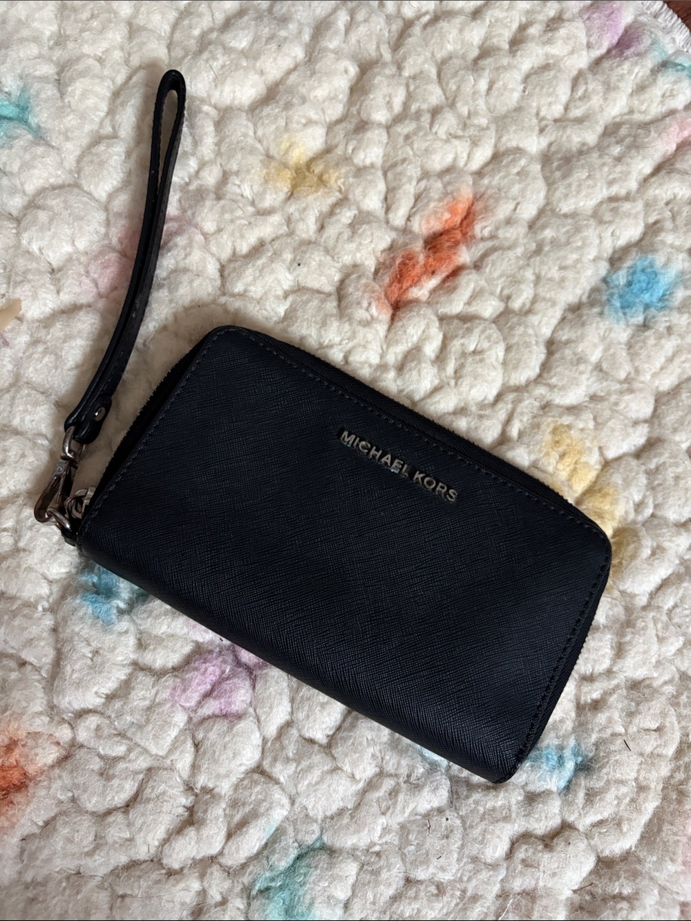 Michael Kors Black Zip-Around Wristlet Card Holder Wallet